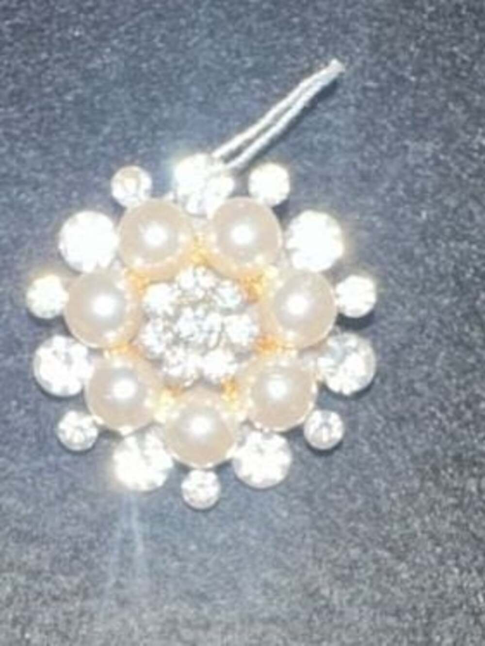 Vintage Star Burst Brooch - Gold Tone Faux Pearl Crystal Rhinestones - MCM